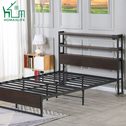 Free Sample 2020 Metal Bed Frame Platform Mattress Foundation with steel Slats Support Headboard Footboard Queen