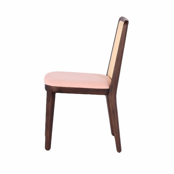 北欧藤编椅子ins实木餐椅靠背椅家用软包坐垫白蜡木侘寂咖啡厅休闲椅