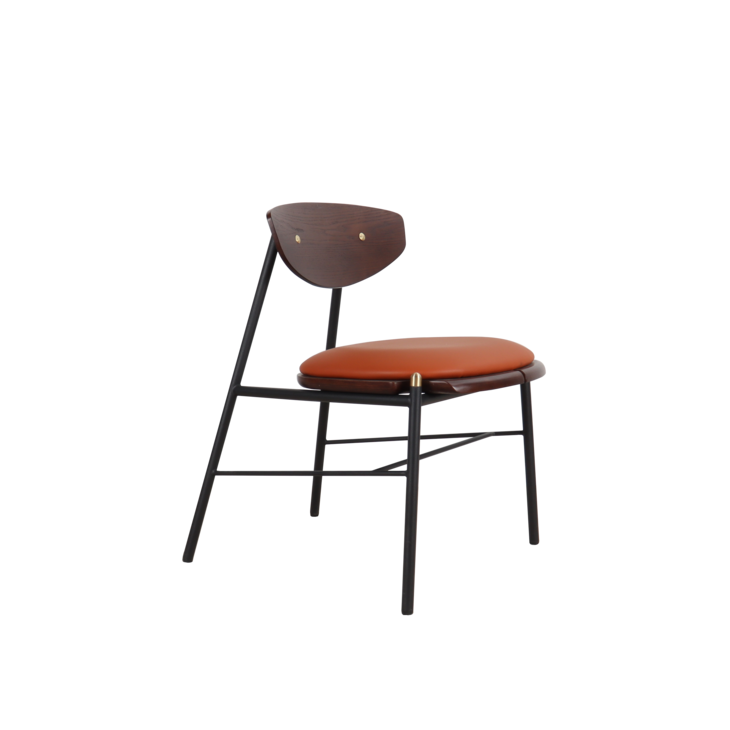 北欧轻奢皮餐椅家用餐厅铁艺椅子木靠背现代咖啡厅复古木靠背餐椅