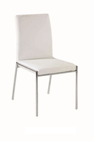 简约设计白色皮质金属餐椅
