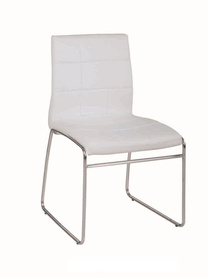 简约设计白色皮制金属餐椅