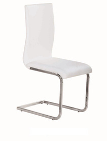 简约设计白色皮制金属餐椅