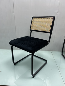 Woven rattan backrest, cloth cushion, bow chair, dining chair
