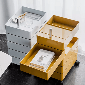 Kitchen rack trolley storage cabinets rotating organizer with movable wheel