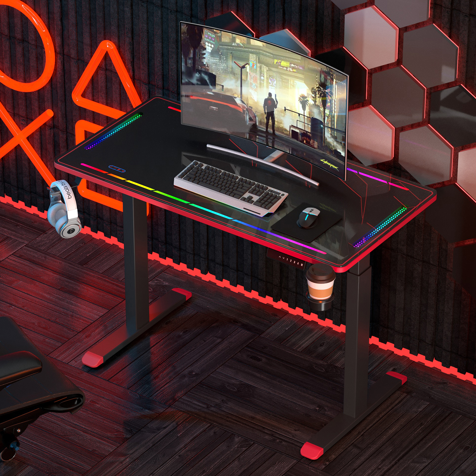 RGB Light Adjustable Gaming Desk