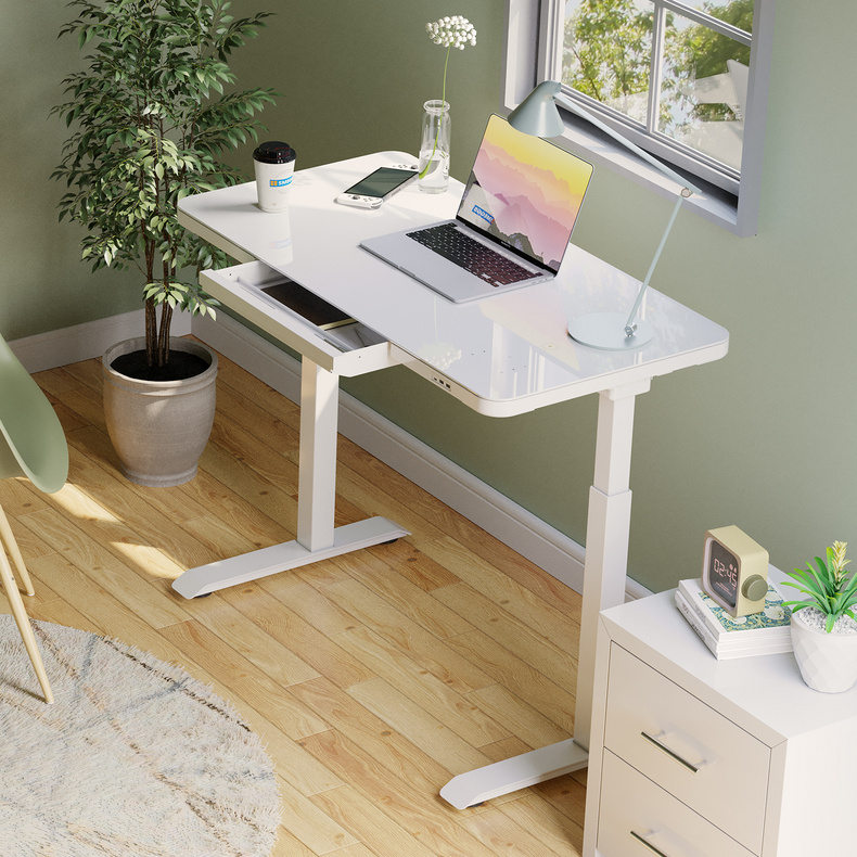 Glass-top Standing Desk with T-touch