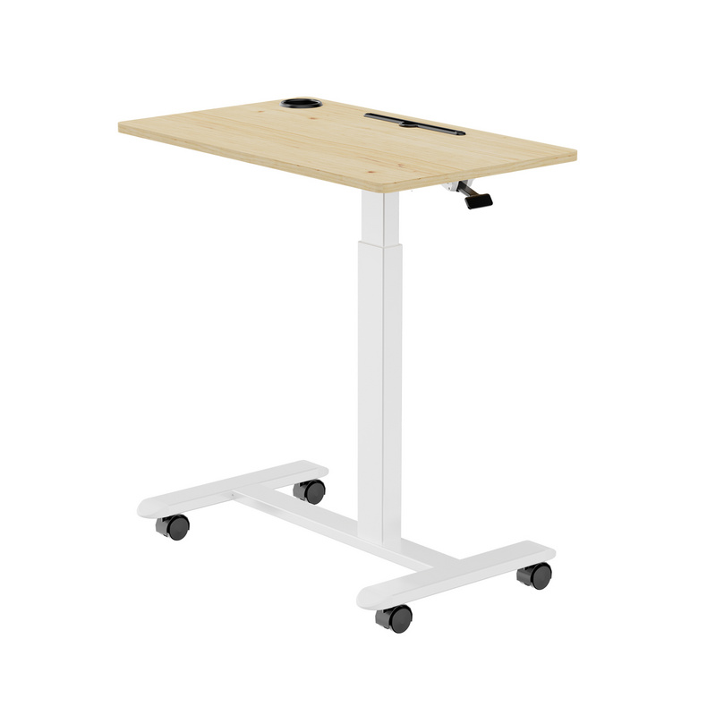 Single Leg Mobile Pneumatic Adjustable Bedside Table