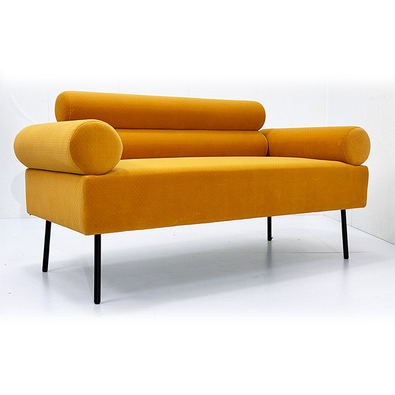 Light luxury 2 seater sofa, modern simple metal household soft foot chair