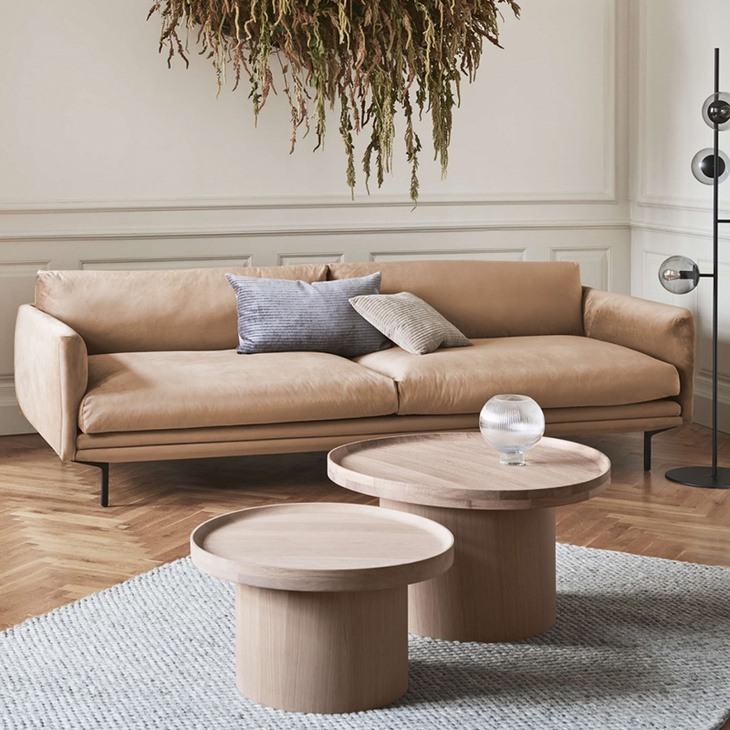 现代定制现代家居家具圆形木嵌套咖啡桌的客厅