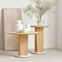 当代风格的圆形木边桌客厅家具意大利设计