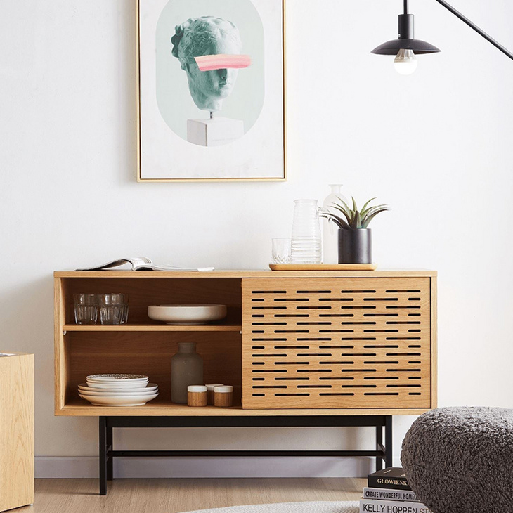 高品质的现代设计的天然木材橱柜客厅储存柜