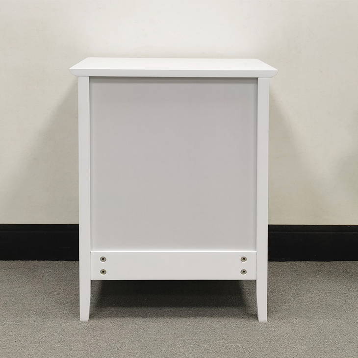 Home furniture wooden modern bed side table white painting with crystal handle drawer chest