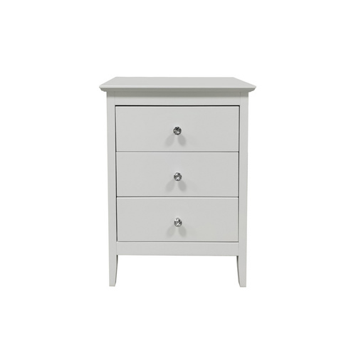 Home furniture wooden modern bed side table white painting with crystal handle drawer chest
