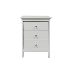 Home furniture wooden modern bed side table white painting with crystal handle drawer chest