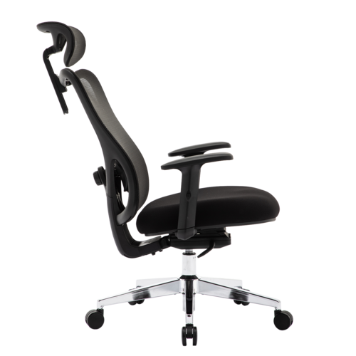 Home Office Desk Chair with Adjustable Headrest & Armrest, 90°-135° Reclining Chair, Rolling Swivel Mesh Chair, Black