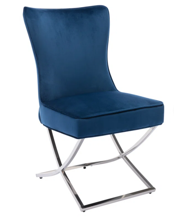 Charys Tufted Velvet Upholstered Cross Legs Parsons Dining Chair
