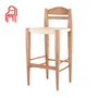 北欧风格新简约休闲制造商批量编织绳椅白蜡木实木咖啡厅高脚椅