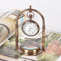 THOHO HOME/天和雅筑 進口黃銅中古風家居擺件純銅座鐘工藝品家居飾品桌鐘