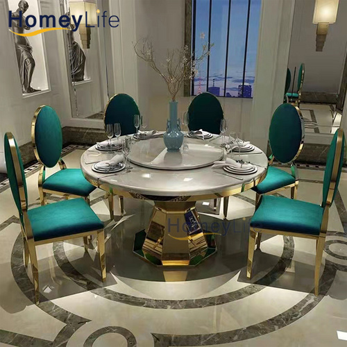 Marble top ande stainless steel base dining table餐桌椅