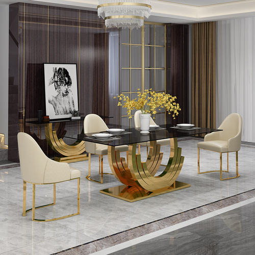 Marble top ande stainless steel base dining table餐桌椅