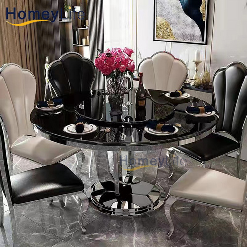 Marble top ande stainless steel base dining table餐桌椅