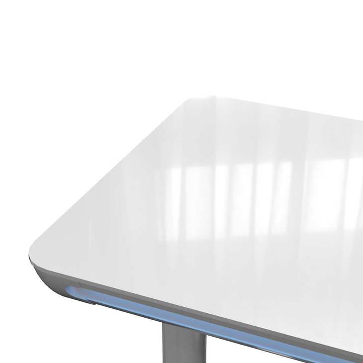 LED灯单电机圆管钢化玻璃电动桌带抽屉办公桌电竞桌