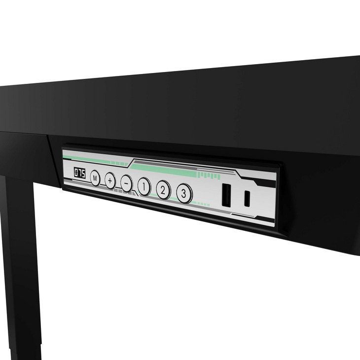 钢化玻璃电动升降桌带抽屉USB和Type-C接口