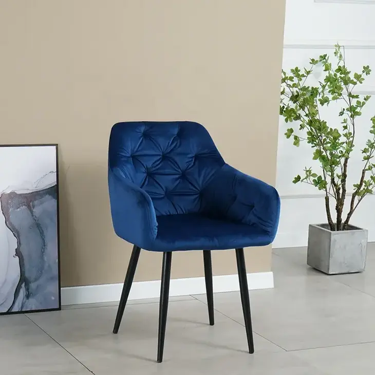 Nordic luxury restaurant home kitchen sillas Upholstery soft Fabric high back modern grey velvet dining chair for dinning room