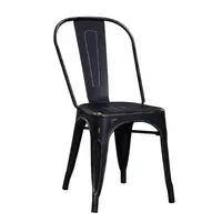 Cheap Round Black Dinning Room Industrial Modern Stackable Tube Metal Iron Dining Chair