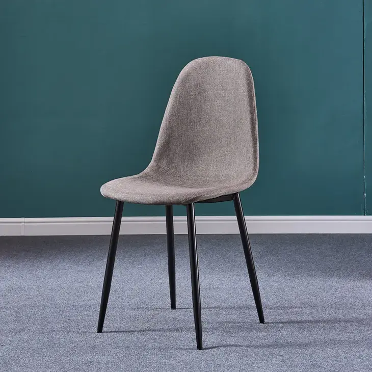 Light Grey Velvet Fabric Spoon Chair Dining Chairs Modern Nordic Upholstered Metal Chair