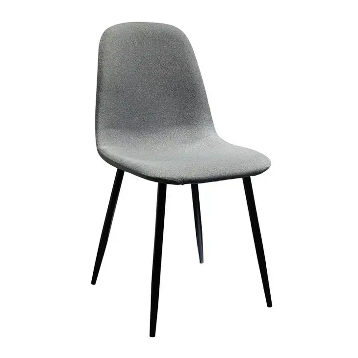 Light Grey Velvet Fabric Spoon Chair Dining Chairs Modern Nordic Upholstered Metal Chair