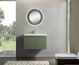 绿色条纹卫浴柜镜子组合