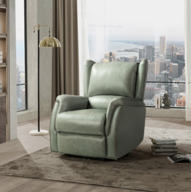 现代绿色铆钉单人功能沙发