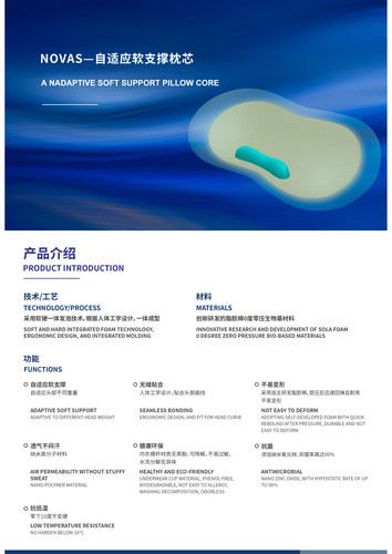 自適應(yīng)軟支撐枕芯         Adaptive Soft Support Pillow Core