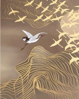 白鹤漆画