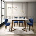 欧式复古蓝餐桌椅