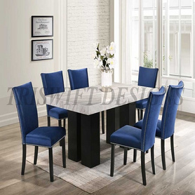 复古蓝欧式餐桌椅