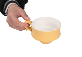 黄色折&碟咖啡杯