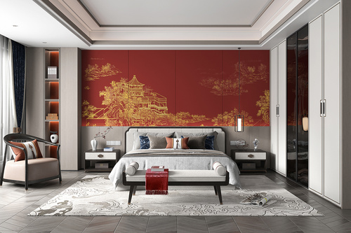 新中式描金屏风