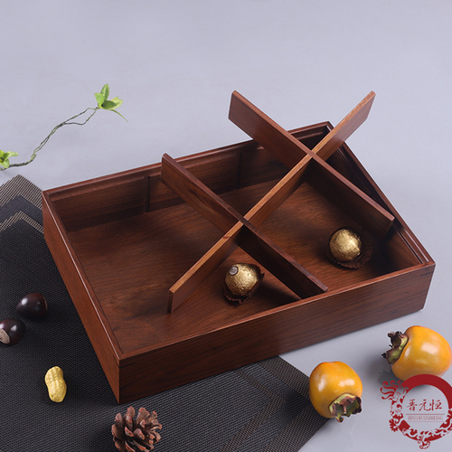 胡桃木長方果盒-黑仙鶴