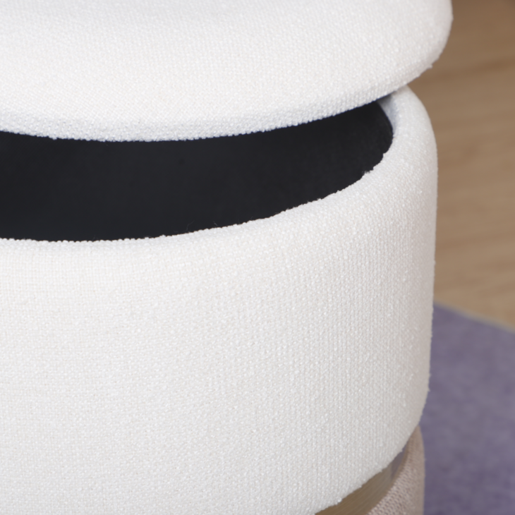 Storage foot stool Round shape upholstered