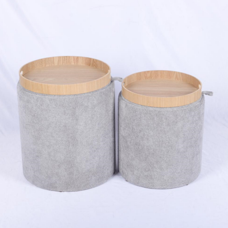 Storage Ottoman with Tray wood vaneer