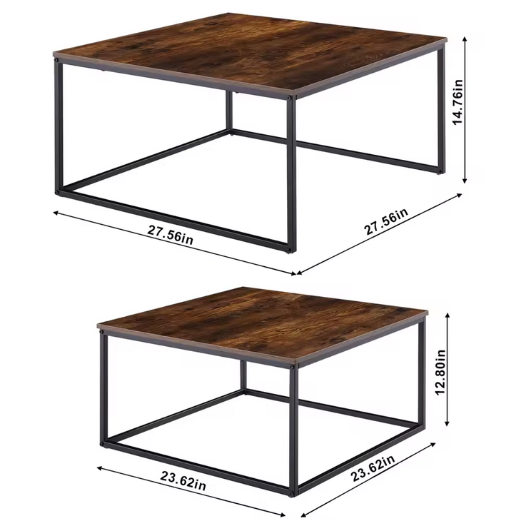 mdf Wood Coffee Table Nest of 2 Table Set Nesting Table