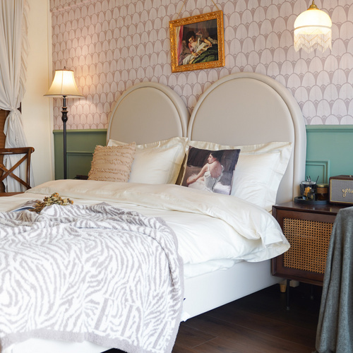 番茄设计出品 菲林床 双人床复古公主床法式奶油风女孩儿童实木床