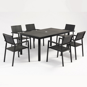 Alum plastic wood 7pcs dining set