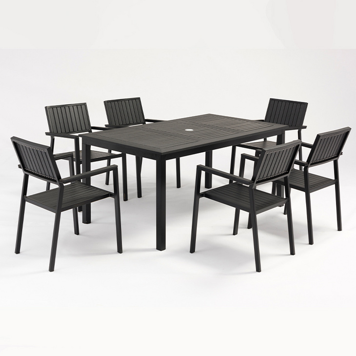 Alum plastic wood 7pcs dining set