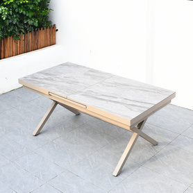 Alum sintered stone extendable dining table