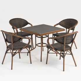 Alum rattan square table and chairs 5pcs set