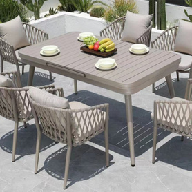 Alum textilene rope 7pcs extendable dining set