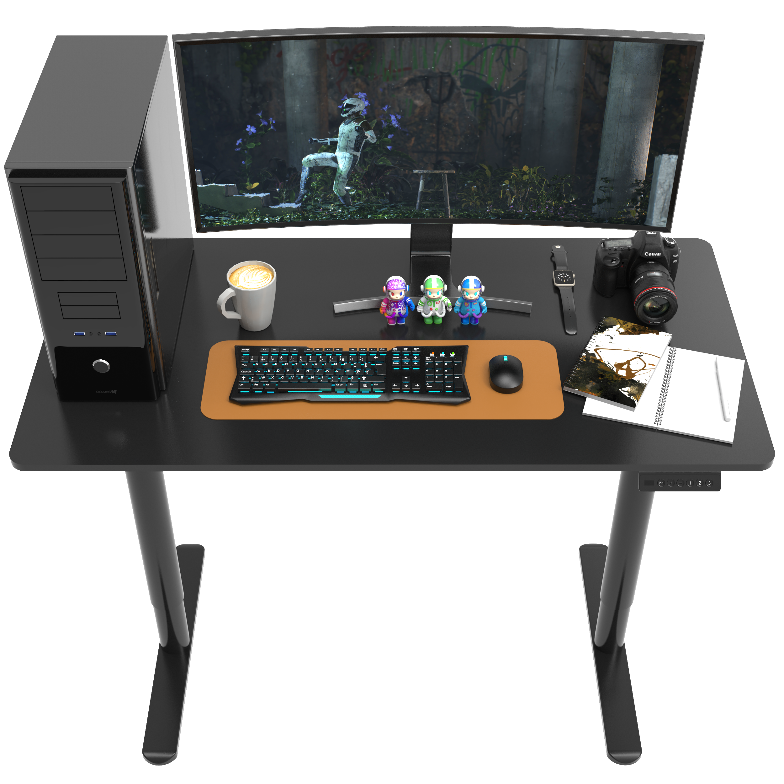 V-mounts Dual Motor Round Columns Height Adjustable Desk JSD2-03-1P